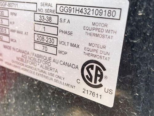 Factory Refurbished AGI Grain Guard 7.5HP FC Fan