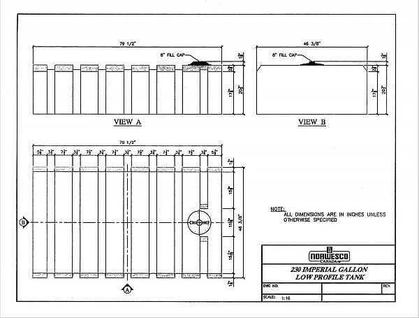 230 Gallon Low Profile Water Tank