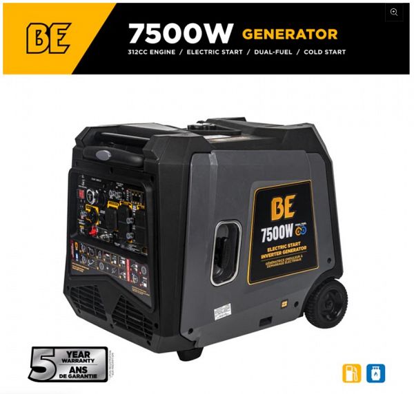 7500 Peak Watts Dual Fuel Inverter Generator