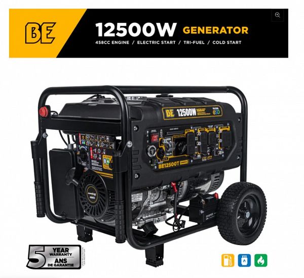 12,500 Peak Watts Tri Fuel Generator
