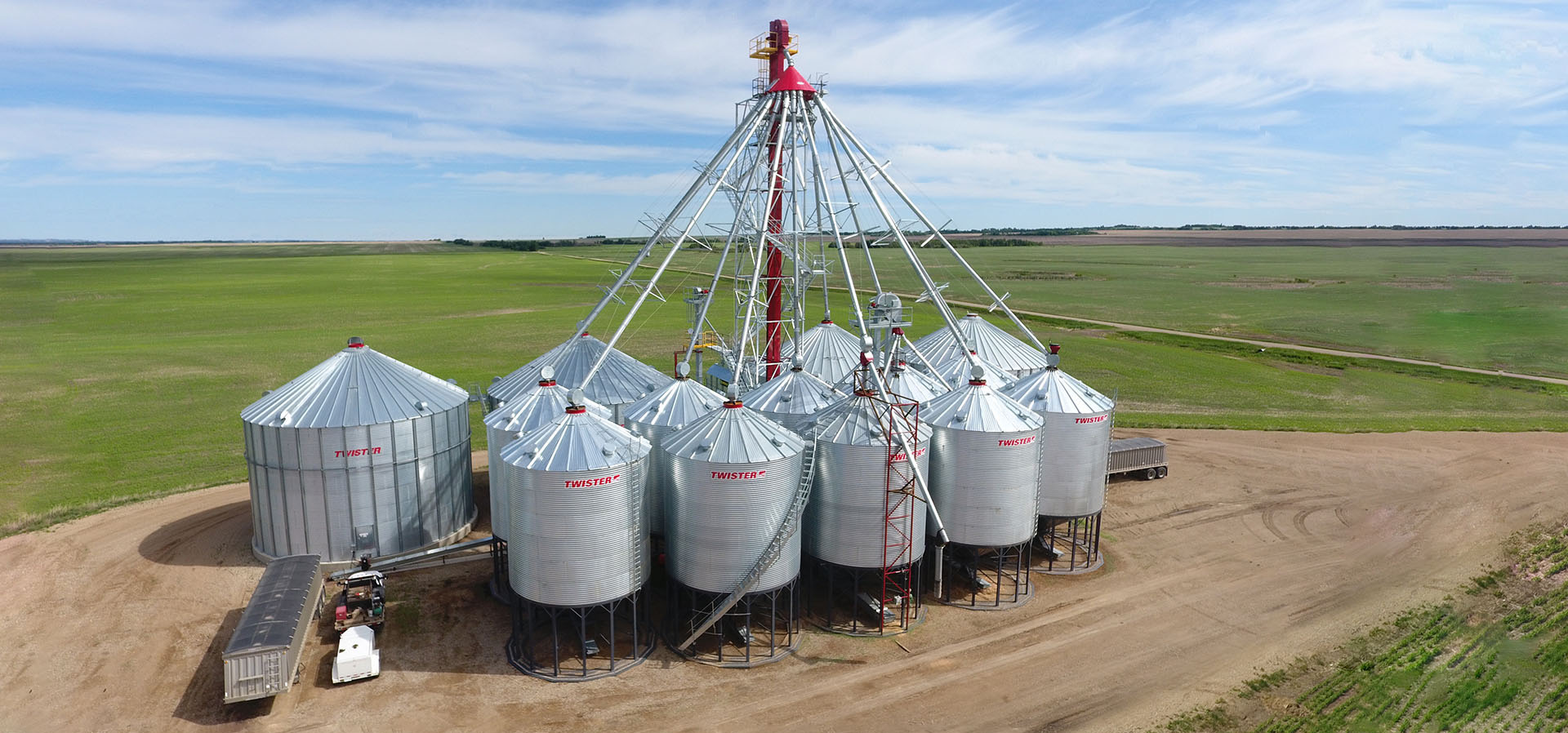 Complete Grain Handling Site with Bucket Elevators